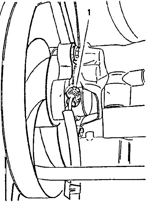 Close-up of engine cooling fan electrical connection