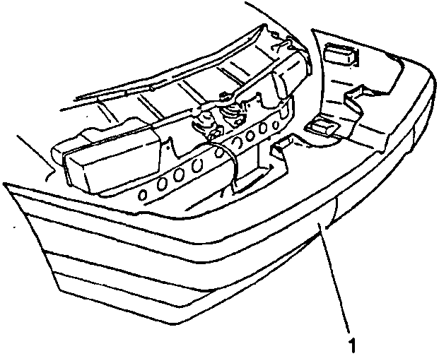 Front view of vehicle front end showing bumper removal