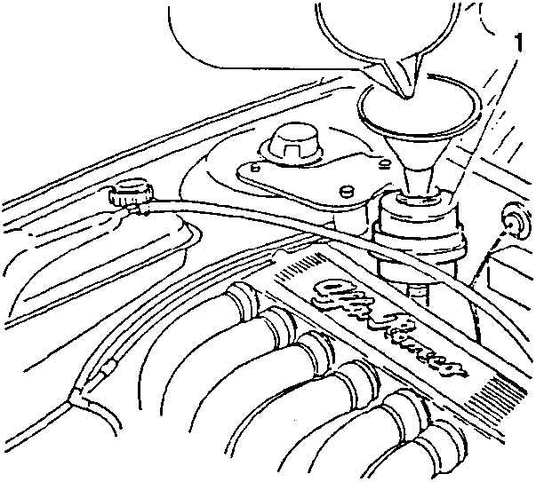 Power steering fluid being poured into reservoir