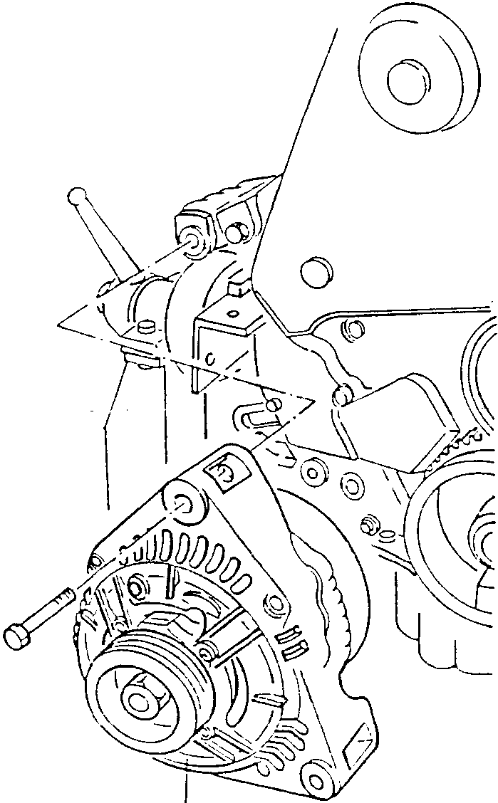 Engine main mechanical unit showing alternator