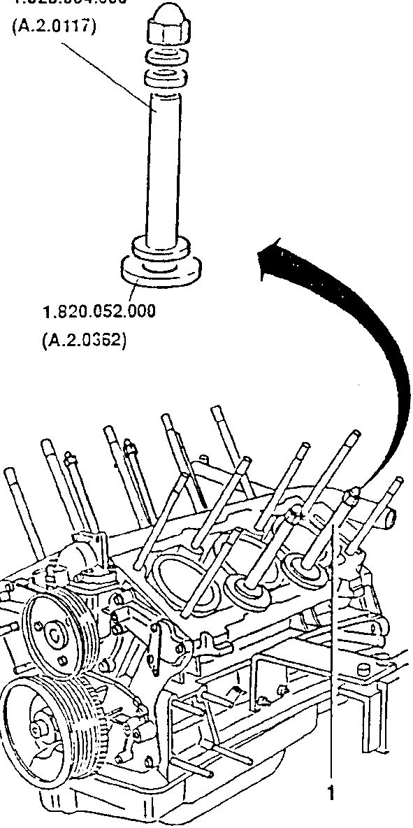 Cylinder liner retainer and washer being installed into engine block