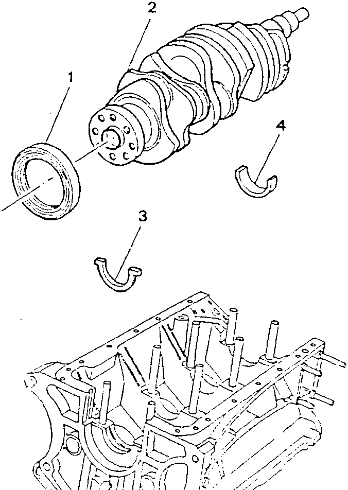 Diagram showing crankshaft and related components for removal