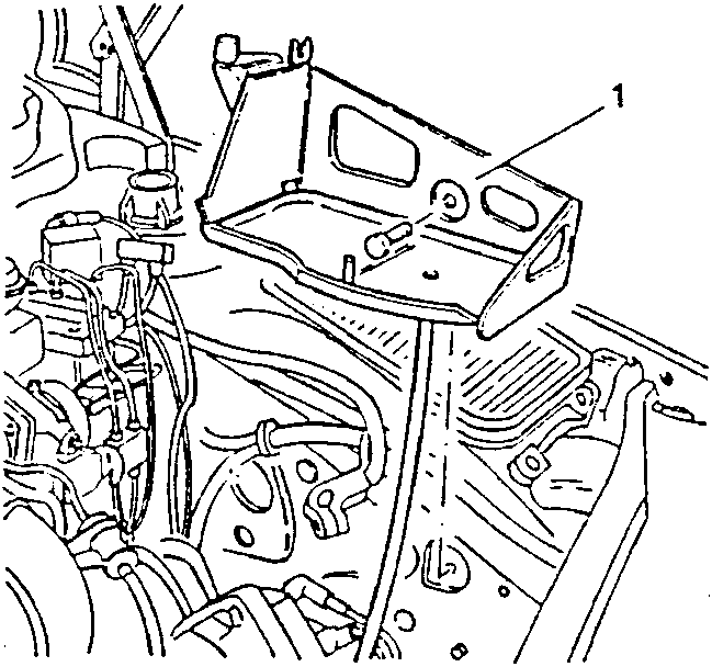 Engine bay with battery support removed