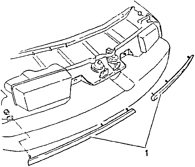 Front view showing trim strips and lateral nuts