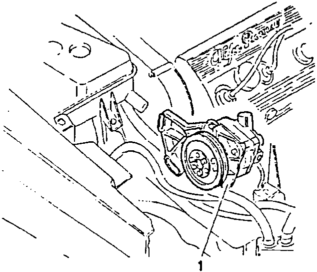Power steering pump and support bracket removed