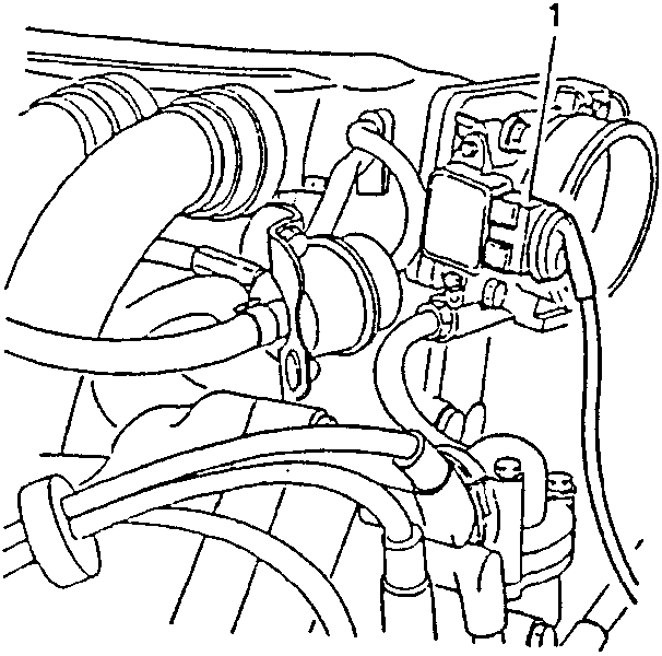 Engine compartment showing throttle valve potentiometer connection