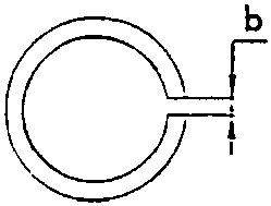 Diagram showing piston ring dimensions a and b