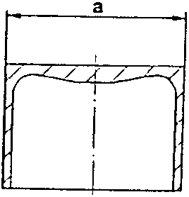 Valve cup cross-section diagram showing dimension 'a'