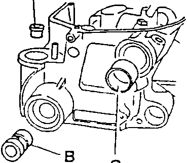 Cylinder head bushings diagram showing parts A, B, and C