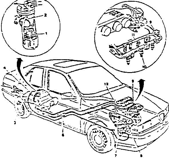 Fuel Supply and Vapour Recovery System diagram with car illustration