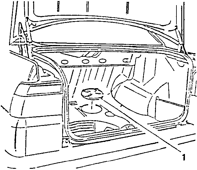 Luggage compartment with lower covering removed