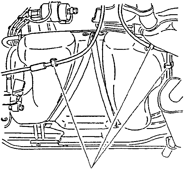 Handbrake cables and brake lines freed from brackets