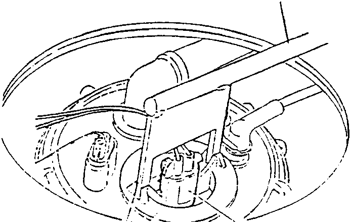 Close-up diagram of fuel level meter removal with tool