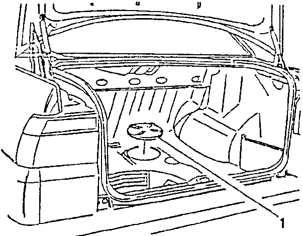 Diagram showing access to fuel system components from the luggage compartment