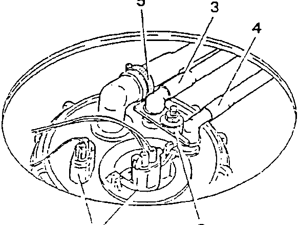 Diagram showing components of the fuel system with numbered parts