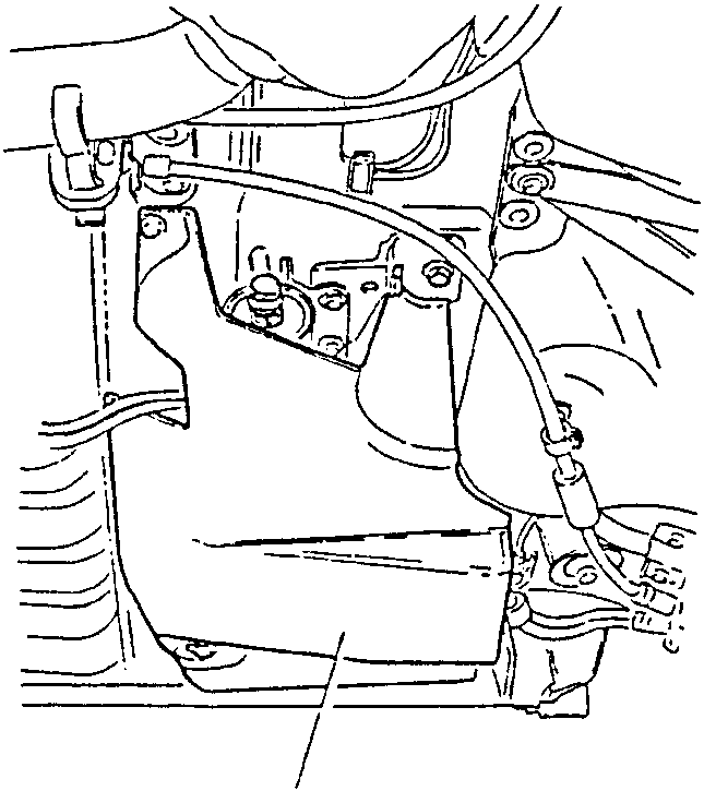 Close-up of fuel filter connections with a wrench being used to loosen bolts, labeled with part number 1