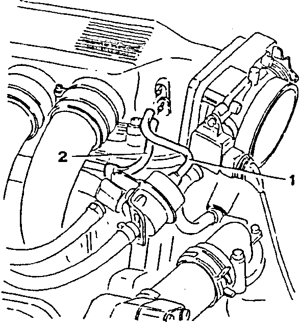 Engine diagram showing hoses connected to intake box