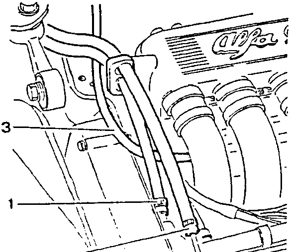 Engine diagram showing hoses connected to manifold