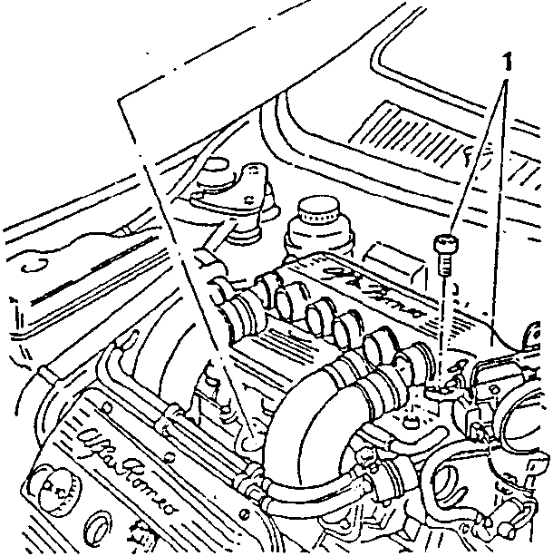 Engine diagram showing fuel supply manifold and electroinjectors
