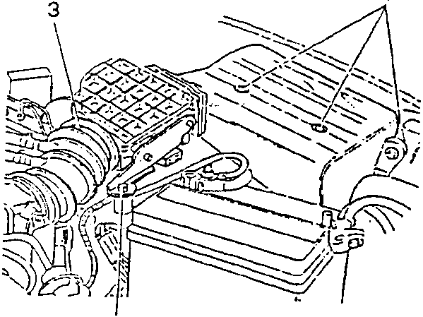 Air flow meter mounted on engine with support bracket and air cleaner cover