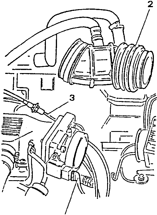 Throttle body with connected hoses and components