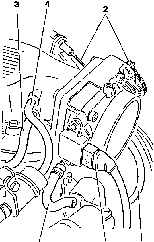 Diagram showing components labeled 1, 2, 3, 4, 5 with hoses connected to a throttle body assembly.