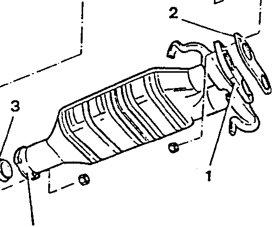 Catalytic converter with parts labeled 1, 2, 3