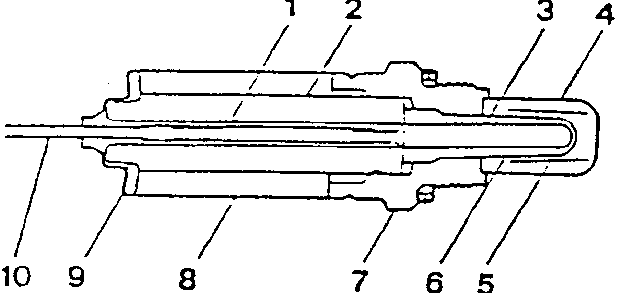 Lambda probe cross-section diagram with numbered parts