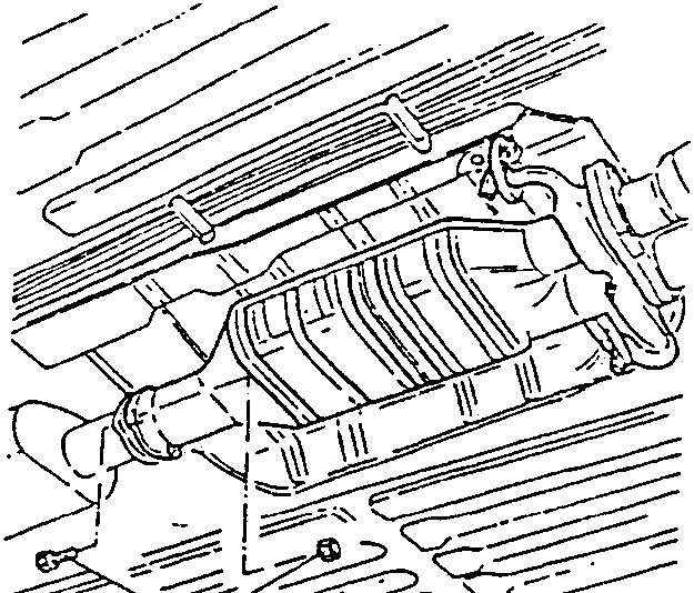 Screws securing flange connecting catalytic converter to rear section of exhaust pipe