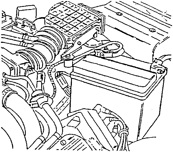 Battery location in engine compartment