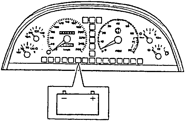 Instrument panel showing battery warning light