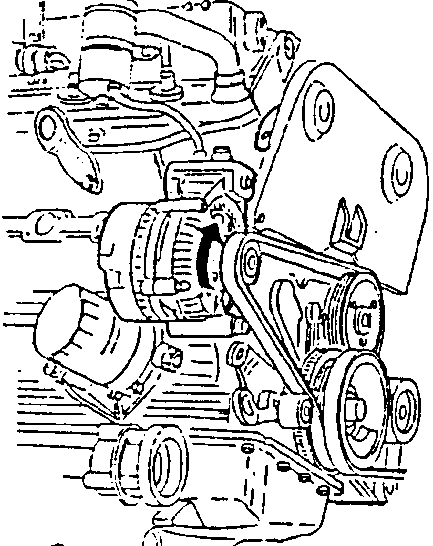 Alternator installed on the vehicle with belt and pulley system