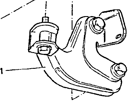 Close-up diagram of the rear engine support bracket labeled 1