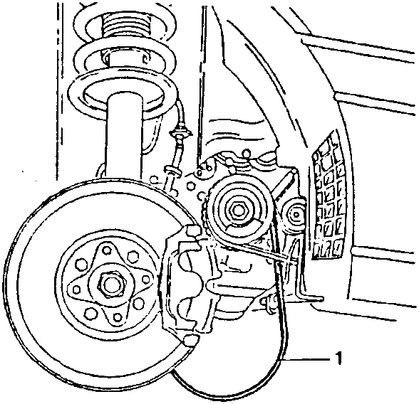 Alternator and crankshaft pulley with a tool pulling the cell away