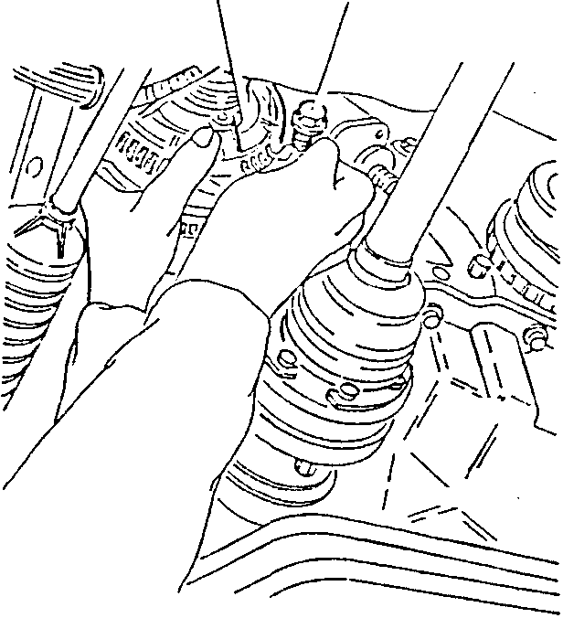 Illustration showing hands using tools to bend a bracket and remove a bolt from an alternator assembly.