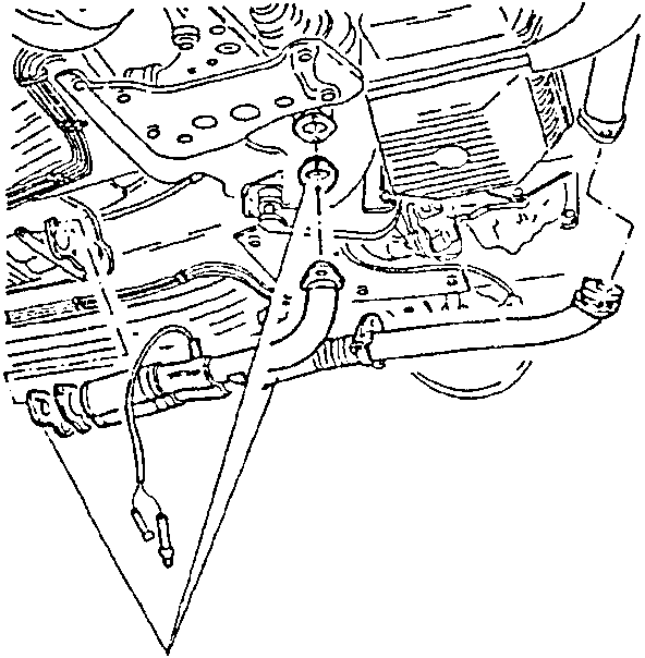 Diagram showing exhaust pipe disconnection point.