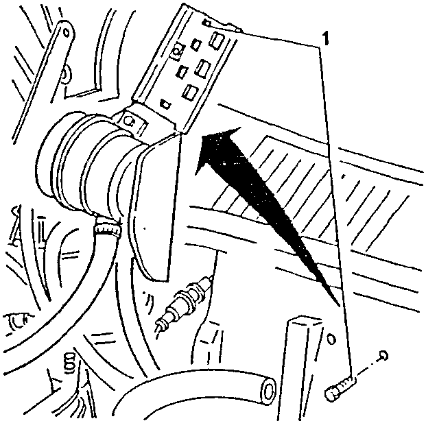 Diagram showing removal of heat shielding and relay box bracket