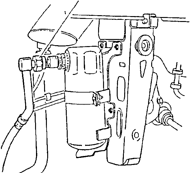 Diagram showing the freon inlet union disconnected from the dehydrating filter