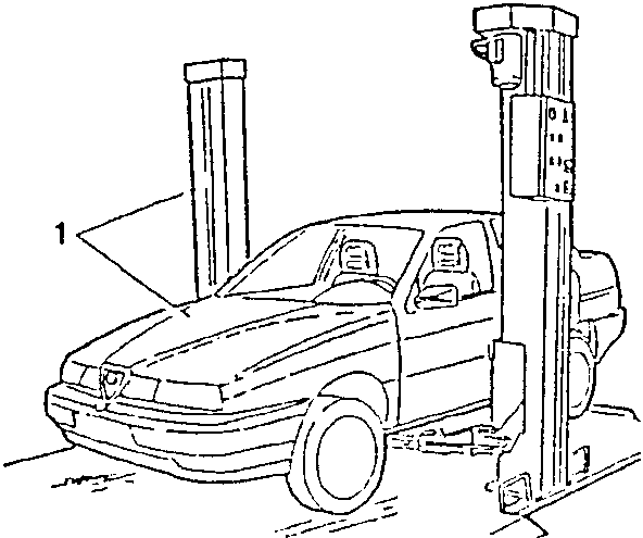 Vehicle on a lift with front bumper removed