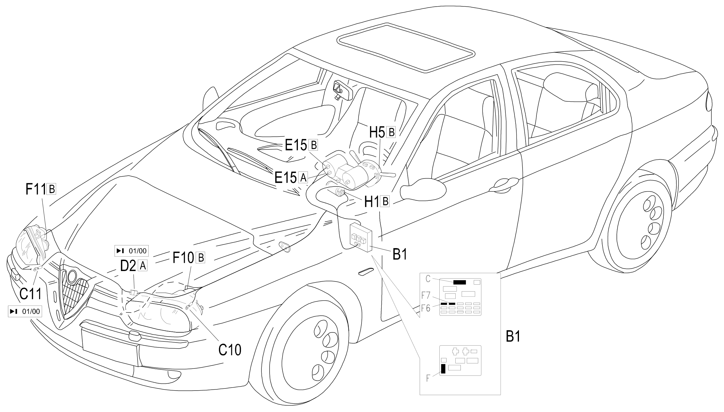 Location of components, E2012