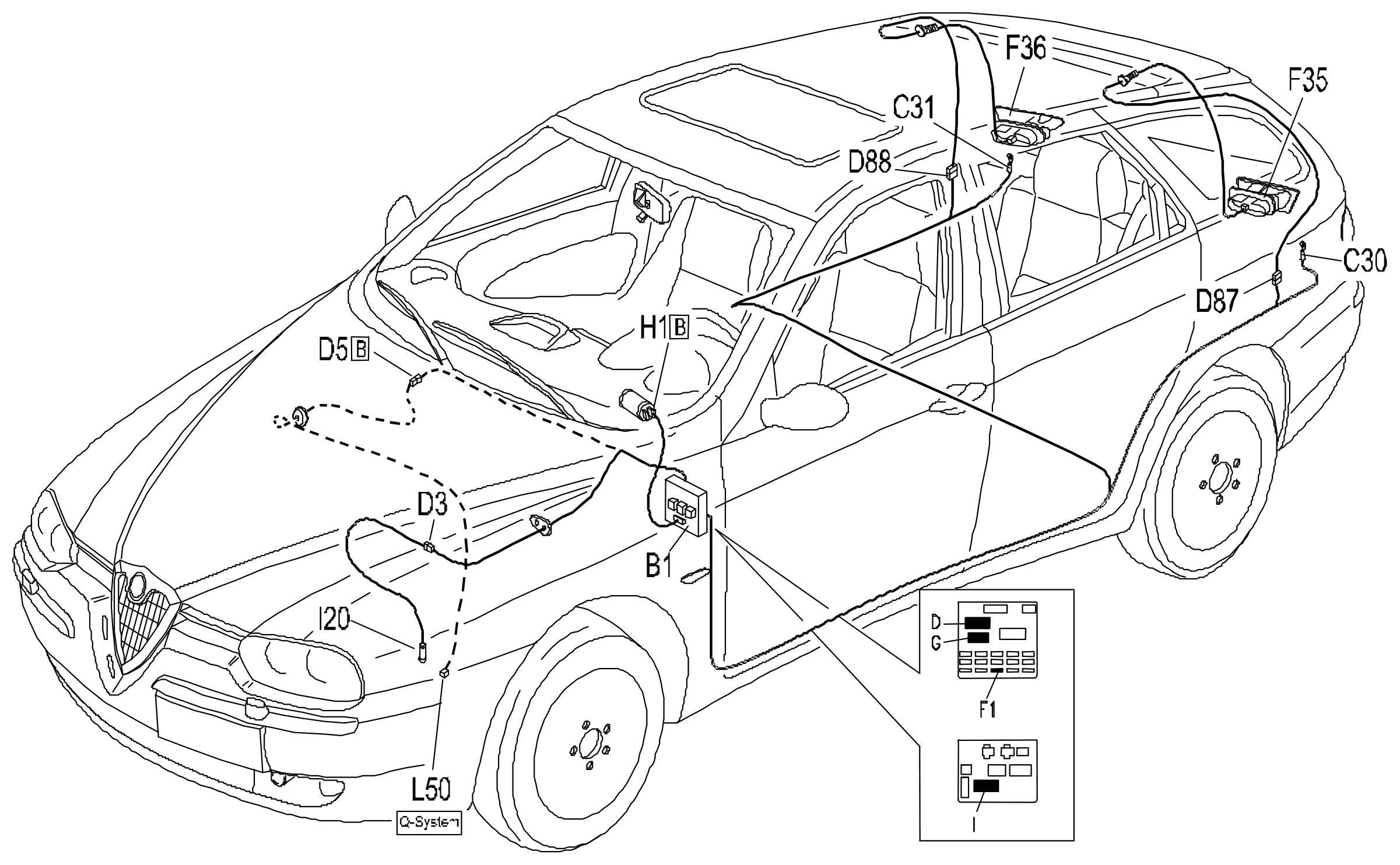 Location of components, E2022