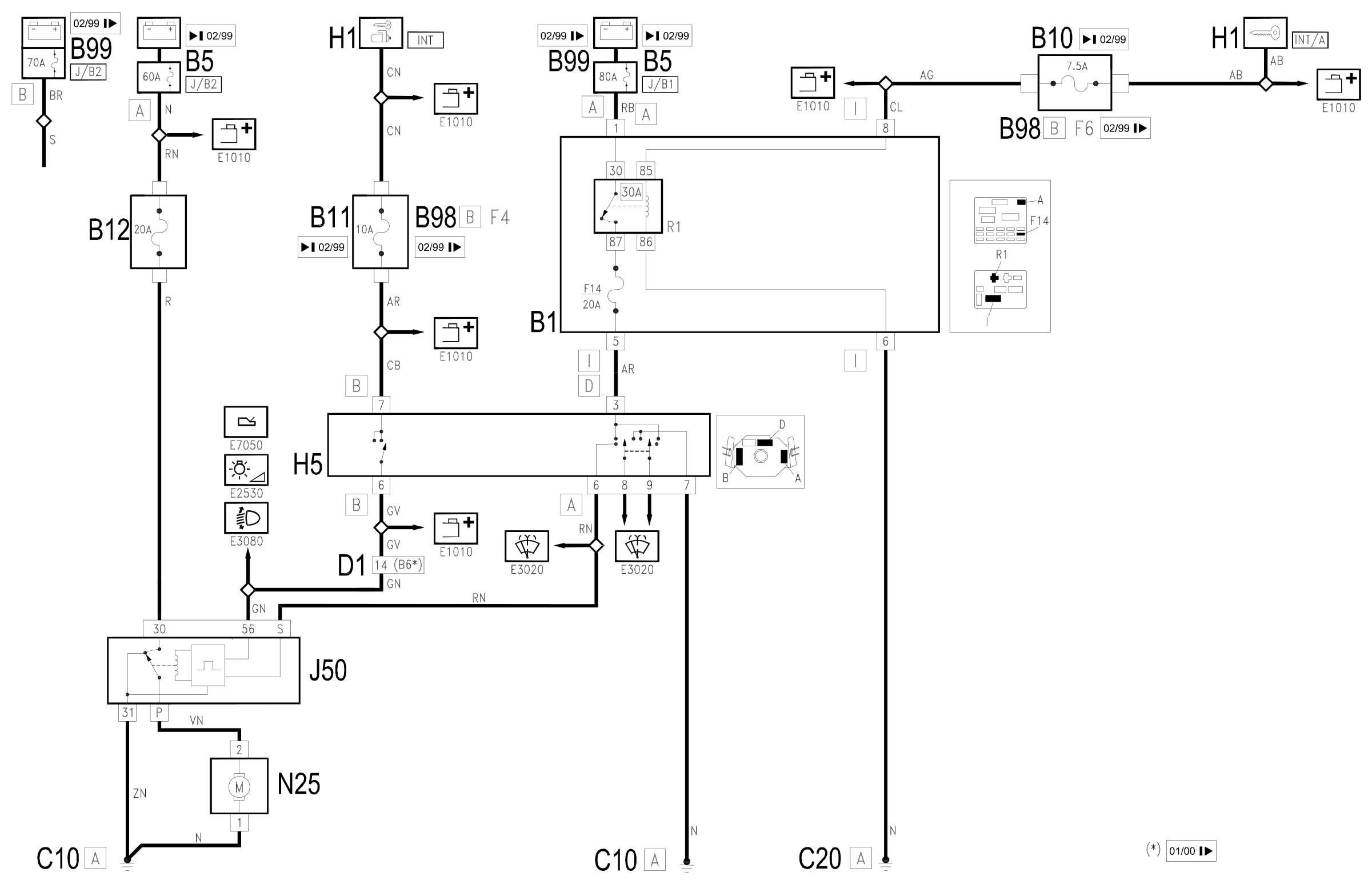 Wiring diagram E3022 HEADLAMP WASHERS