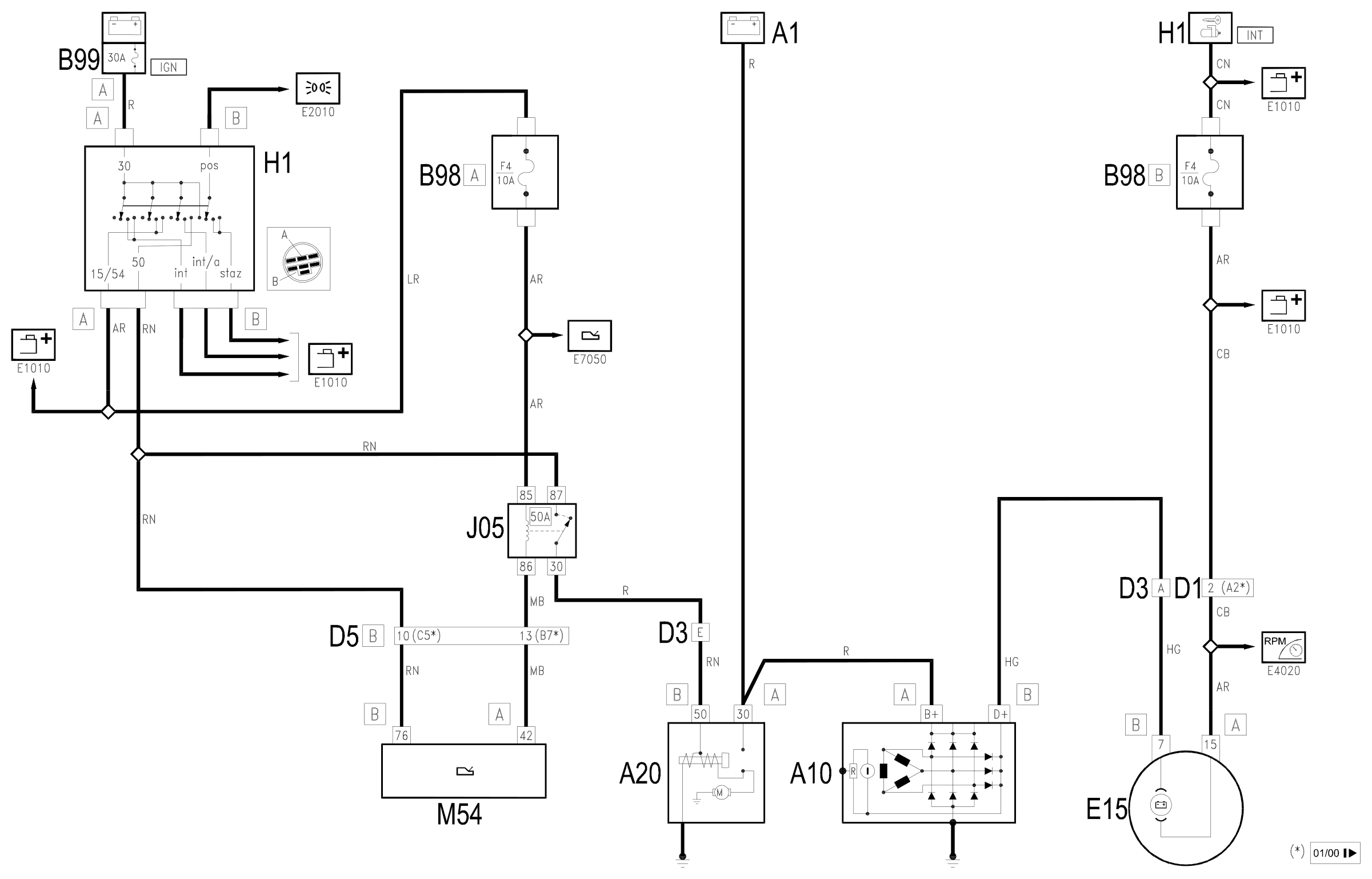 Wiring diagram E5010 IGNITION AND RECHARGING