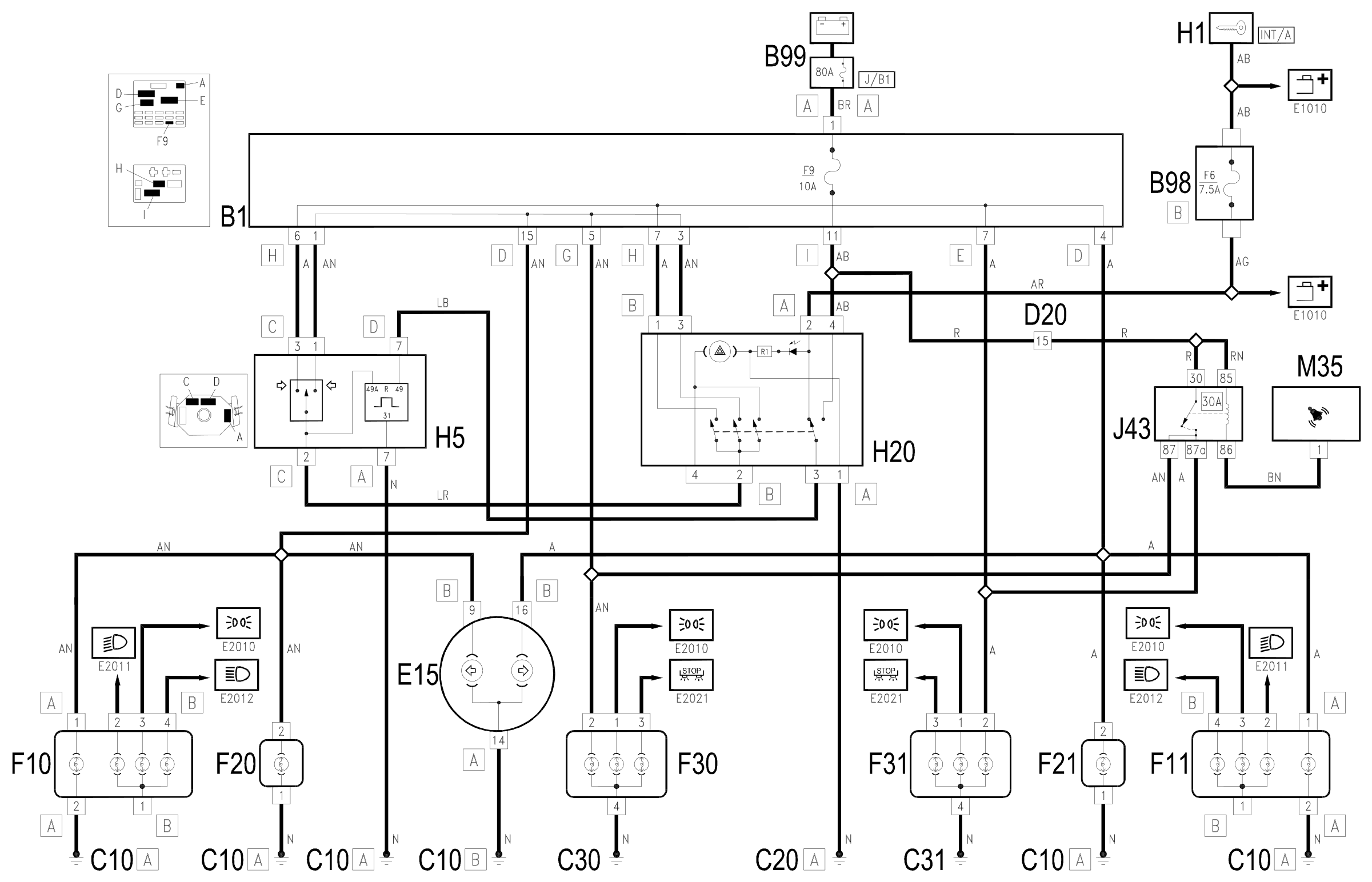 Wiring diagram E2020 TURN/ HAZARD LIGHTS