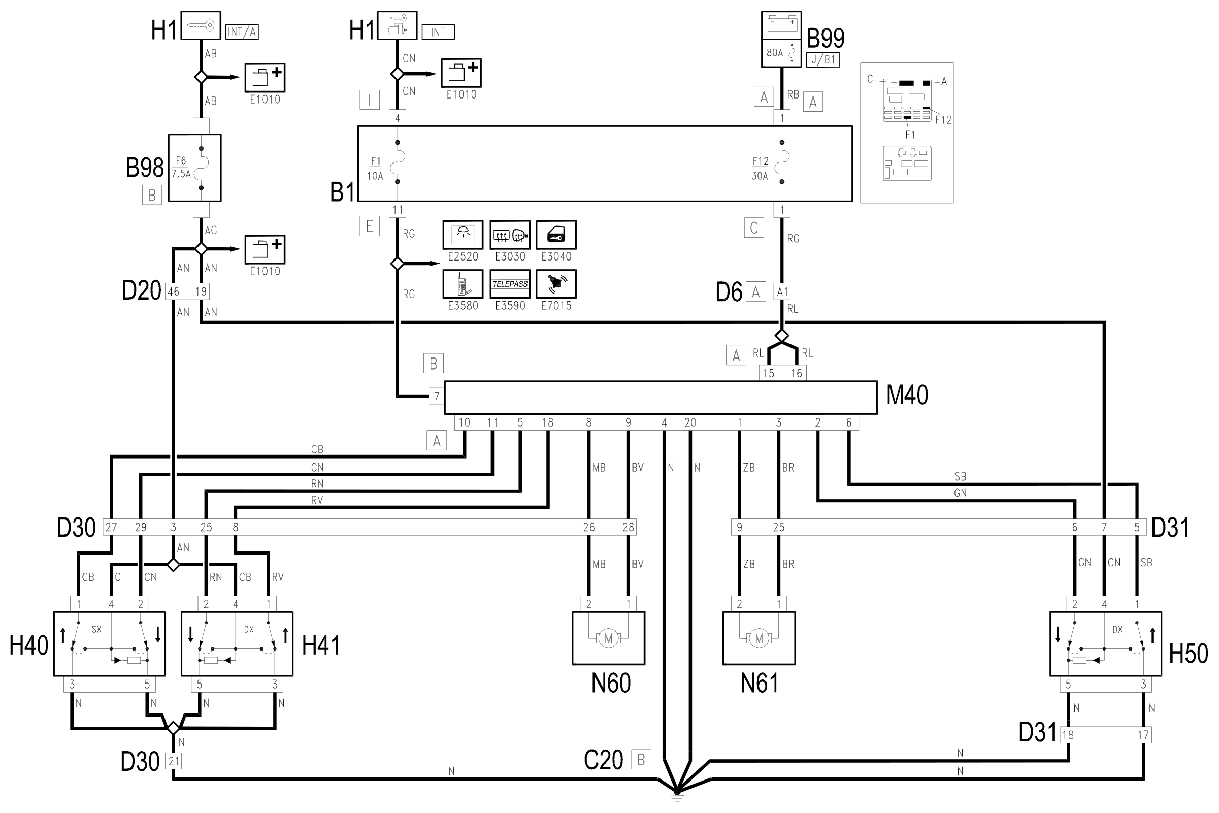 Wiring diagram E3050 FRONT WINDOW MECHANISM