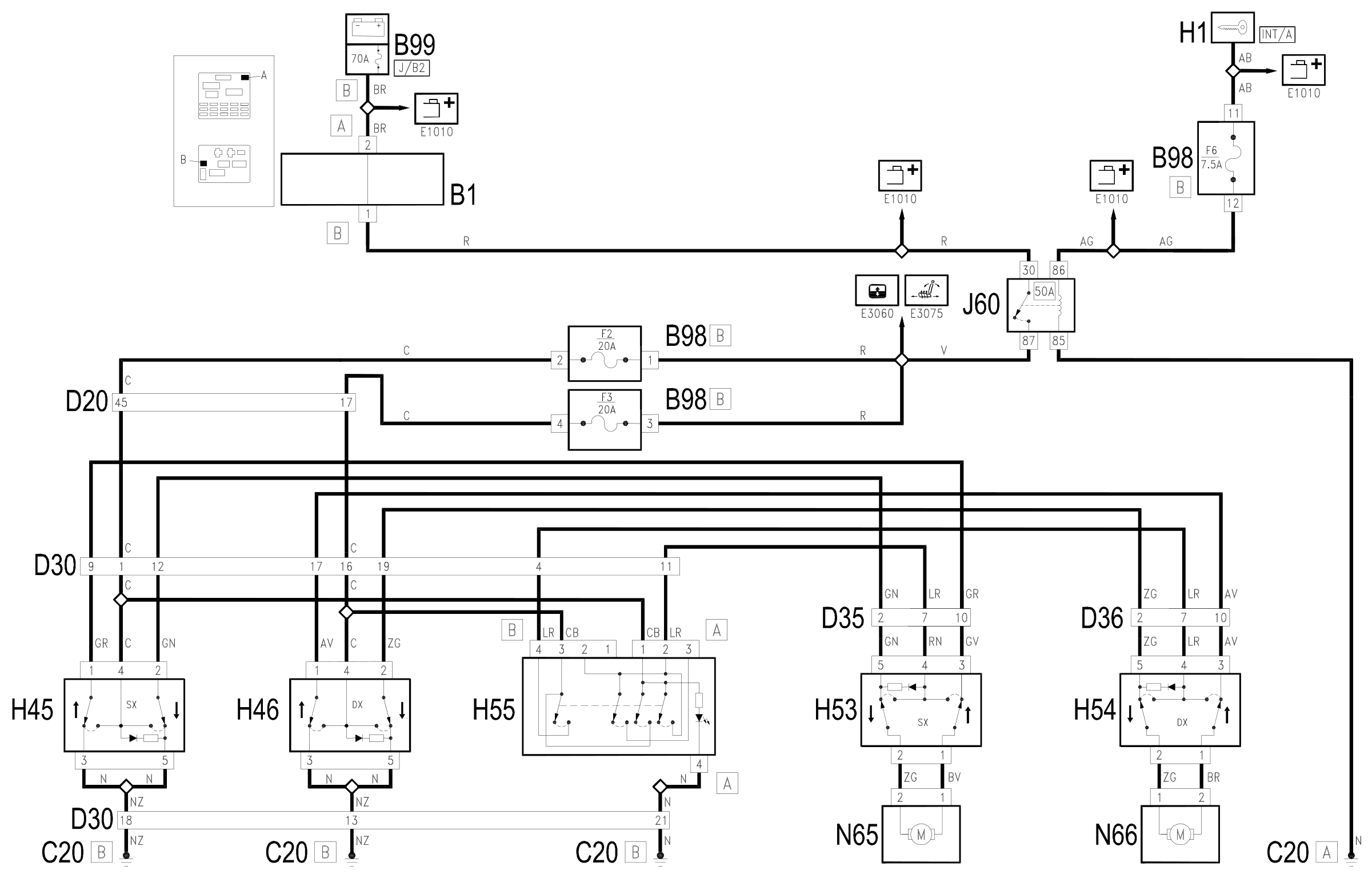 Wiring diagram E3051 REAR WINDOW MECHANISM
