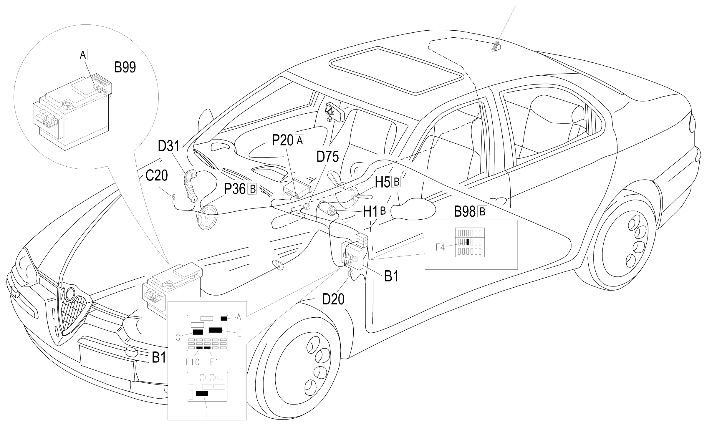 Location of components, E3580