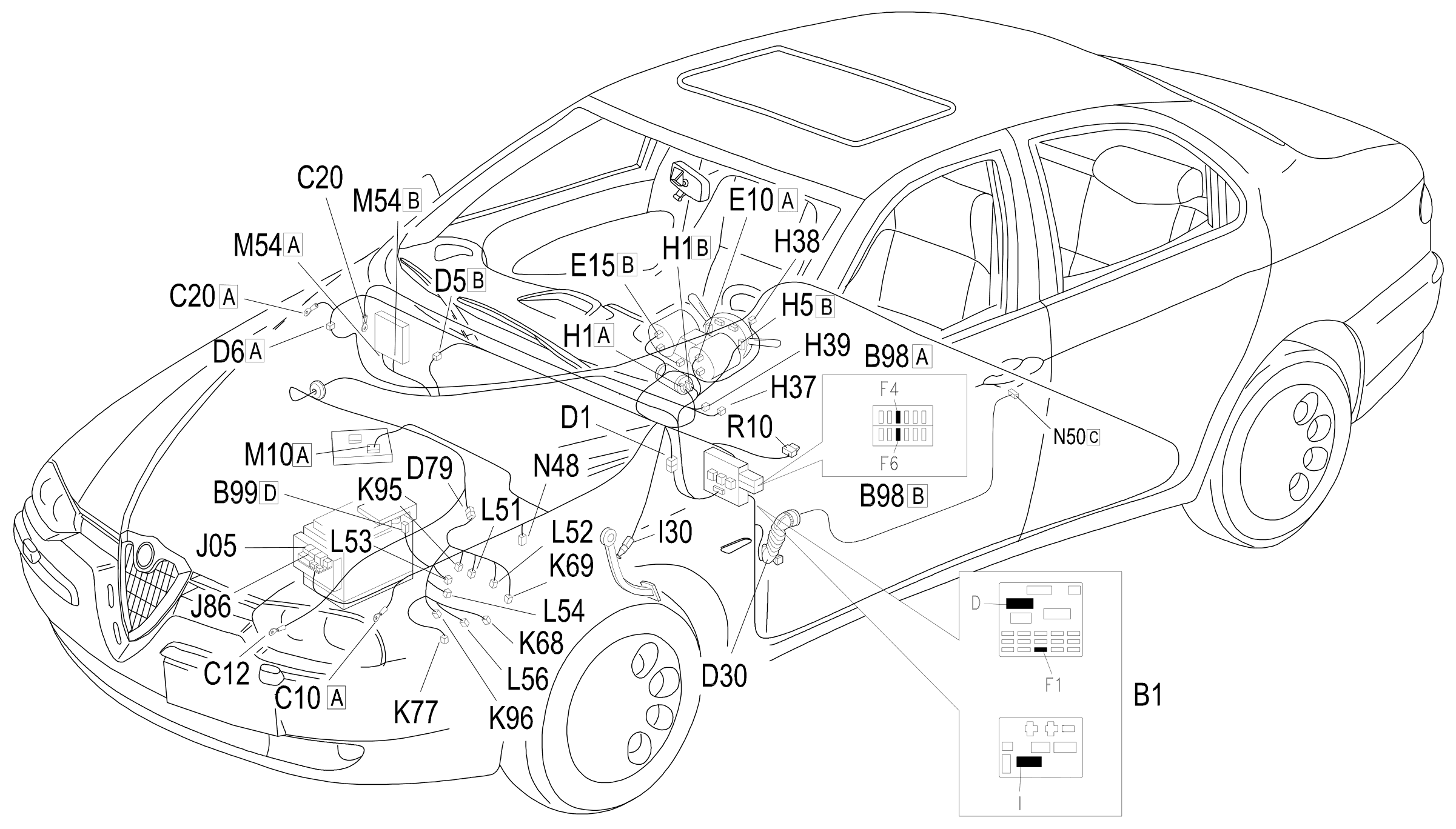 Location of components, E7050