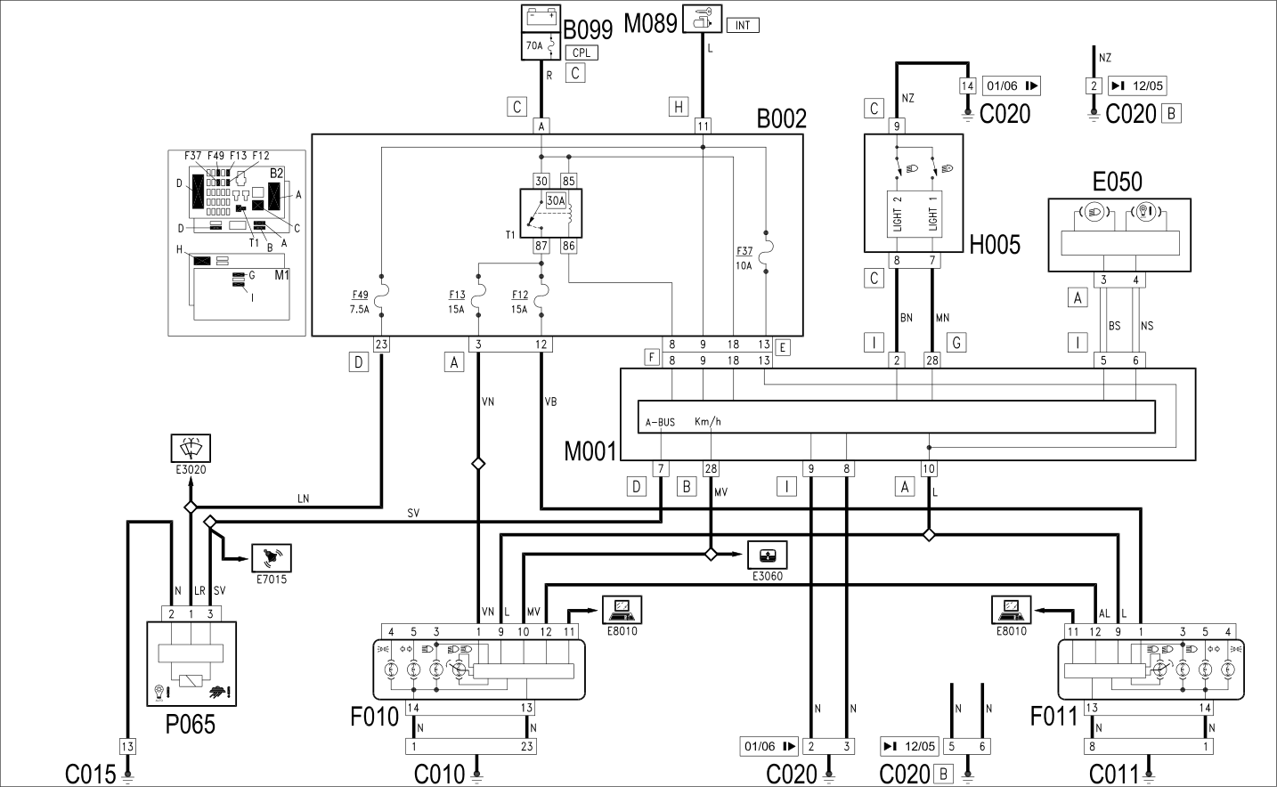 DIPPED HEADLIGHTS - WIRING DIAGRAM