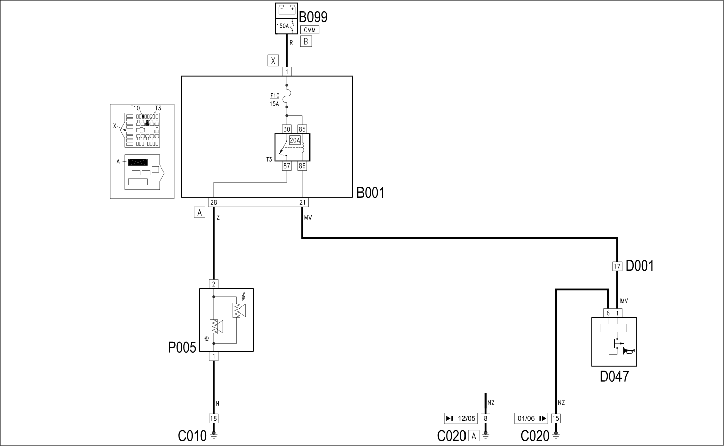 HORNS - WIRING DIAGRAM